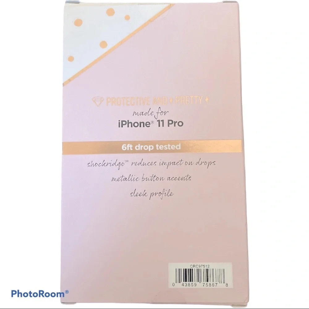 NEW! iPhone 11 Pro Protective Case Clear With Gold Polka Dots Sleek Lightweight